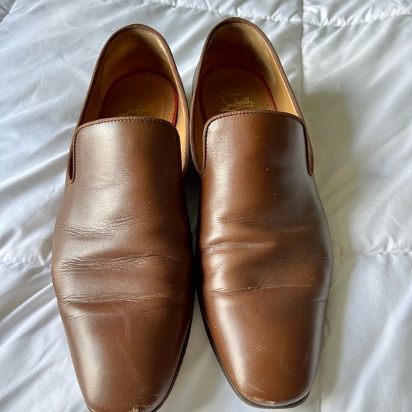 Christian Loubiton Dandelion Loafers in brown leather.